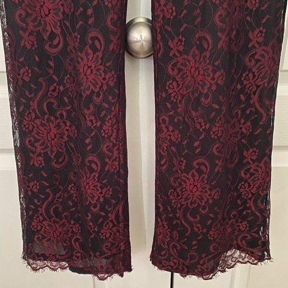 Vintage Finity Studio Red Floral Lace Pants | Sz 12 | Black Contrast - Picture 4 of 7